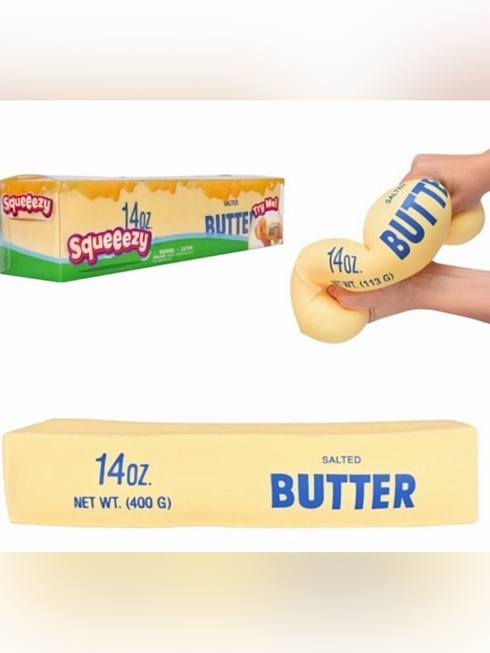 NEW Sunny Days Squeezy Butter Shape Fidget Toy-Stress Ball Type-Squishy-VIRAL